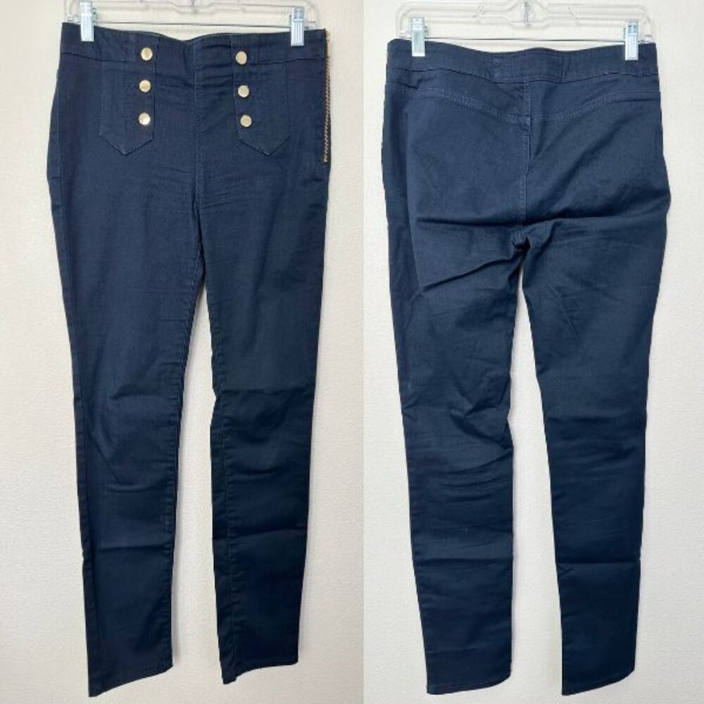 Karen Millen Sailor Pants Tailored Indigo Blue High Rise Side Zip Women's Size 6